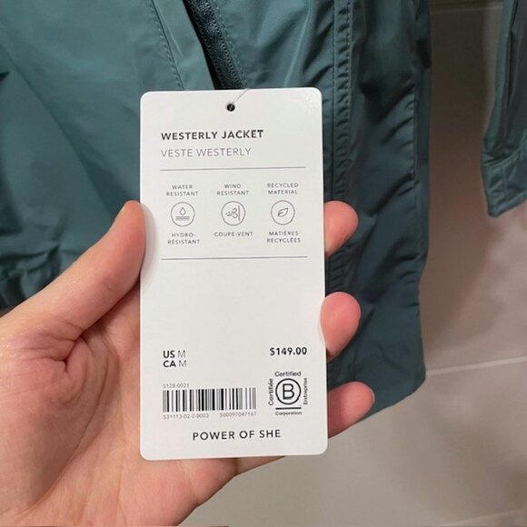 NWT Athleta Westerly Jacket Size Medium Deep Ocean Teal Anorak Rain Coat - Picture 10 of 16